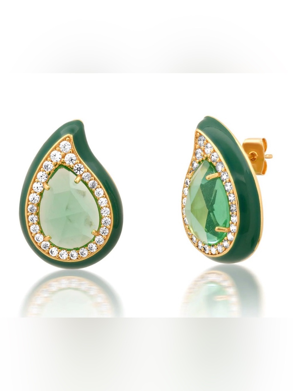 ENAMEL TEARDROP GEMSTONE STUDS by Tai